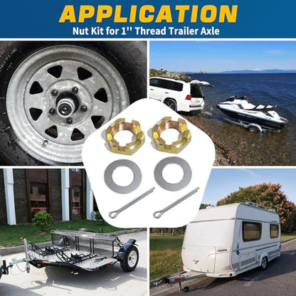 2Sets 1'' Trailer Axle Nut Kits Galvanized for 1'' Thread Spindle - color: KIT#8 (2Set 1'' Trailer Axle Nut Kit)