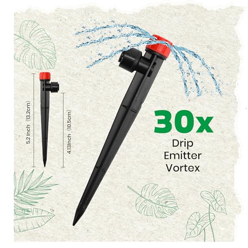 MIXC Quick-Connect Drip Irrigation Emitters for 1/4" Drip Irrigation Tubing - color: Red