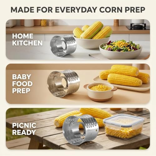 Silvercorn Premium Stainless Steel Corn Thresher Stripper & Peeler - Magic Corn On The Cob Removal Tool