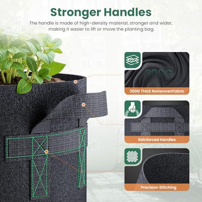 Jorvila 5-Pack 5 Gallon Grow Bags - color: Black, size: 5 Gallon