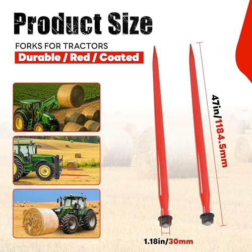 Pair Hay Spear 47" Bale Spear Quick Attach Square Hay Bale Spears