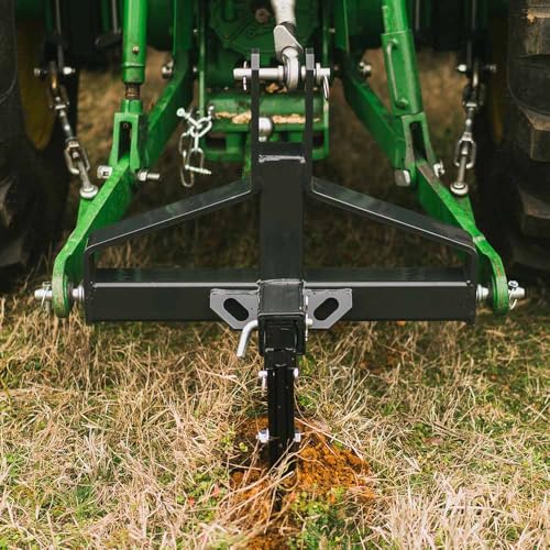 Titan Attachments 3 Point 2" Trailer Receiver, Tractor Hitch Fits Category 1 Tractors, Quick Hitch Compatible Adapter, 1,500 lb Towing Capacity, 3" Tubular Steel Drawbar