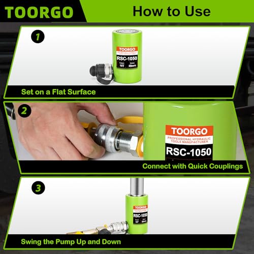 10 Ton Hydraulic Cylinder Jack,2” Stroke Hydraulic Ram Jack, Porta Power Automatic Retracting Jack, Green - style: 10T