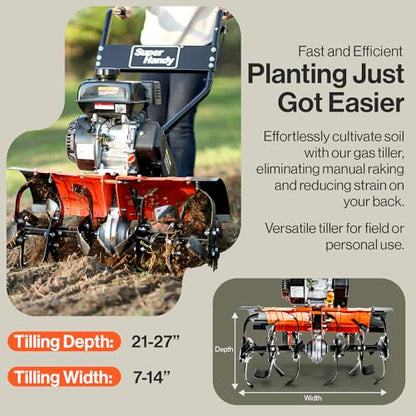 SuperHandy Tiller Cultivator, 7HP 209cc, Soil Tiller, Use Case Focus - style: Front Tine Tiller