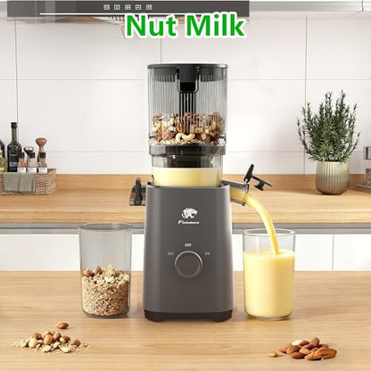 Cold Press Juicer Machines, 5.3" Large Feed Chute Slow Masticating Juicer, Powerful AC Brushless Motor Fit Whole Fruits & Vegetable, 99% Juice Yield, Ultra Quiet, Easy Clean - color: Grey