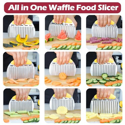 JAYVAR Large Crinkle Cutter, Stainless Steel Vegetable Wavy Chopper - color: Yellow