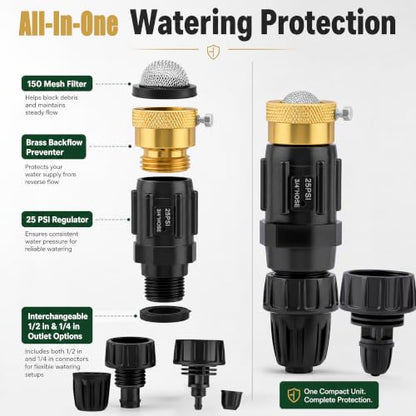 Drip Irrigation Faucet Adapter, 25 PSI, 1/2 and 1/4 in, 1-Pack - color: 1-Pack Kit