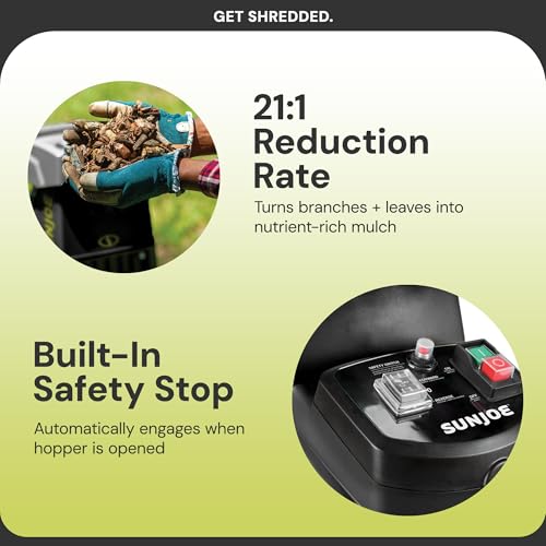 Sun Joe Wood Chipper Shredder and Waste Shredding Machine, CJ603E