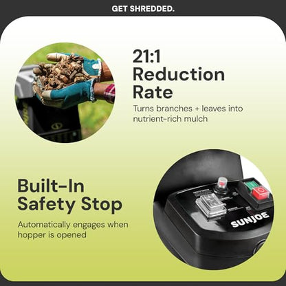 Sun Joe Wood Chipper Shredder and Waste Shredding Machine, CJ603E