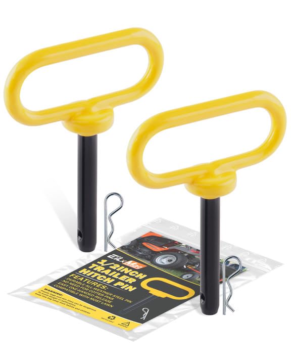 2Pack 1/2 x 3 Trailer Hitch Pin, Trailer Tow Hitch Pin and Clip - color: YELLOW, size: 2-Pack