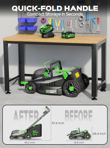TIECTOWN 40V 16" Cordless Electric Lawn Mower with 4.0Ah Battery - Green