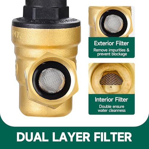 STMOUTUO RV Water Pressure Regulator Valve for Camper. Lead-Free Brass.