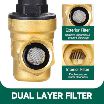 STMOUTUO RV Water Pressure Regulator Valve for Camper. Lead-Free Brass.