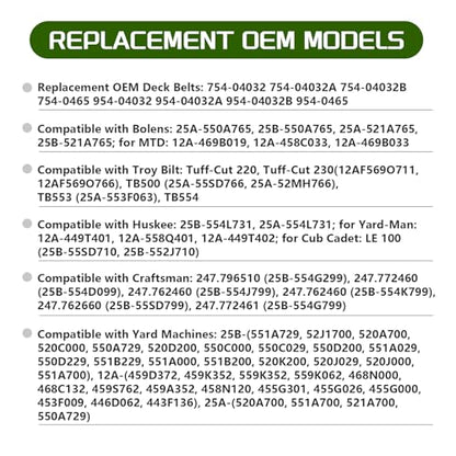 954-04032B 754-04032B Mower Belt Deck Belts Compatible with Troy Bilt MTD Cub Cadet 754-04032A 954-04032A 754-0465 954-0465 Lawn Mowers Parts 3/8'' x 35.68'' - size: 35.68"L x 0.38"W