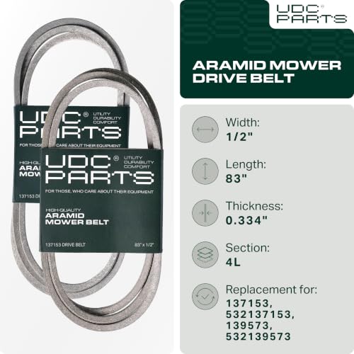 UDC Parts 137153 Craftsman Drive Belt Replacement, 1/2" x 83", Aramid Cord - size: 0.5"W x 83"L