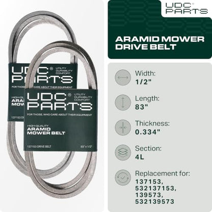 UDC Parts 137153 Craftsman Drive Belt Replacement, 1/2" x 83", Aramid Cord - size: 0.5"W x 83"L