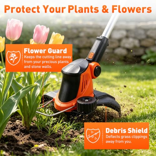 20V Cordless Weed Wacker String Trimmer 12" 2-in-1 Edger for Yard