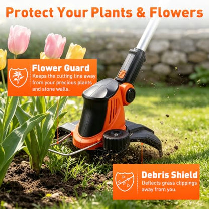 20V Cordless Weed Wacker String Trimmer 12" 2-in-1 Edger for Yard