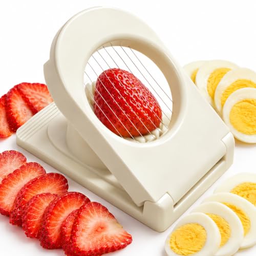 FANTEXY Egg Slicer with Stainless Steel Wires for Hard Boiled Eggs (White)