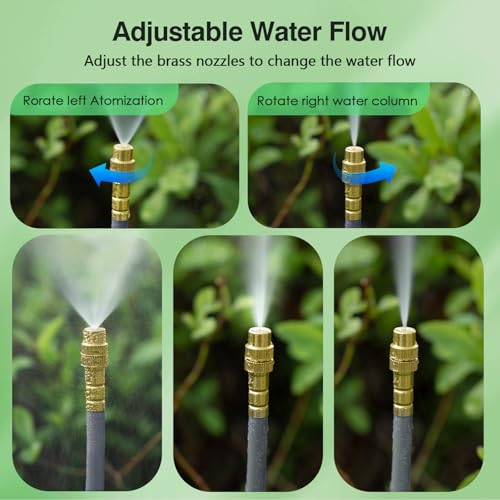 66 FT Drip Irrigation System - 360° Adjustable Garden Watering System - color: 66FT Grey Double Nozzles, size: 66 FT