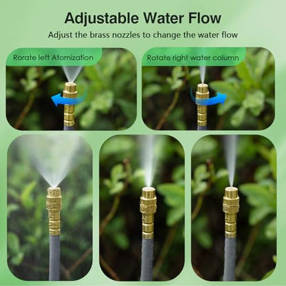 66 FT Drip Irrigation System - 360° Adjustable Garden Watering System - color: 66FT Grey Double Nozzles, size: 66 FT
