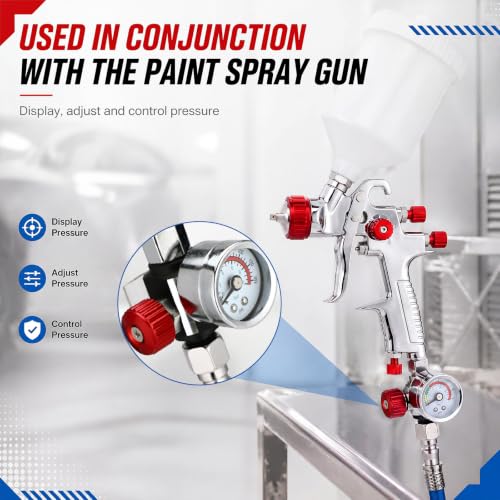 8 Sets Air Pressure Regulator Kit, 1/4"-G Spray Paint Gun