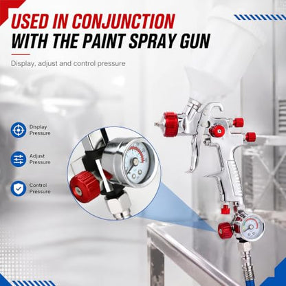 8 Sets Air Pressure Regulator Kit, 1/4"-G Spray Paint Gun