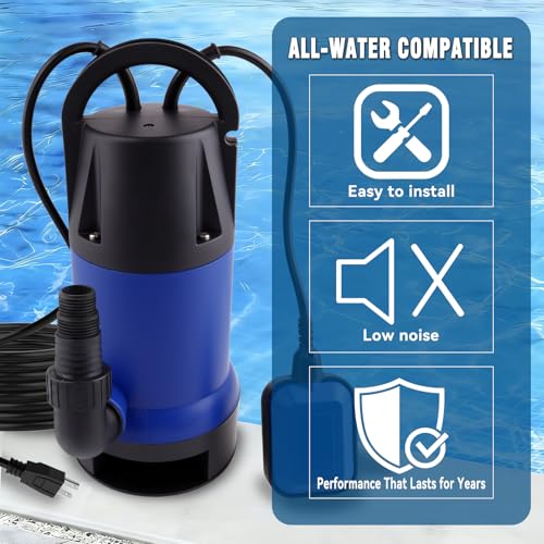 1.5HP Sump Pump, 4000GPH High Flow Clean&Dirty Water Pump - color: Blue 1