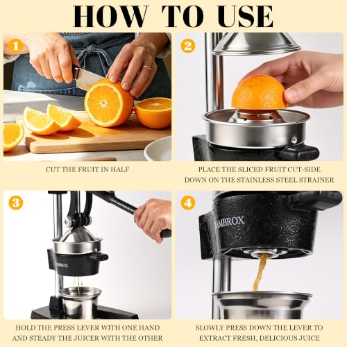Manual Cast Iron Lemon Squeezer, Black Citrus Juicer - color: Black
