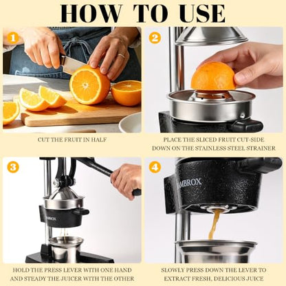 Manual Cast Iron Lemon Squeezer, Black Citrus Juicer - color: Black
