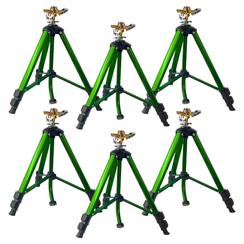 LIULO TOOL Impact Sprinkler on Tripod Base, 6 Pack Tripod Sprinklers with Brass Head, 360 Degree Large Area Irrigation with Extension Legs Flip Locks, Heavy Duty 3/4" Connector for Lawn Yard Garden - size: 6 Pack