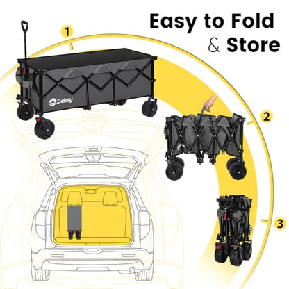 Sekey 300L Extended Collapsible Wagon, 660 lb Capacity, 48 in Long - color: Gray