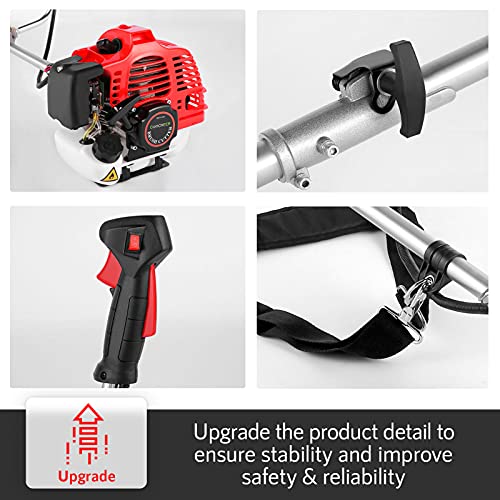 58CC 4 in 1 Gas Powered Weed Wacker, Brush Cutter, 18.5 in Cut Path Red - color: Red