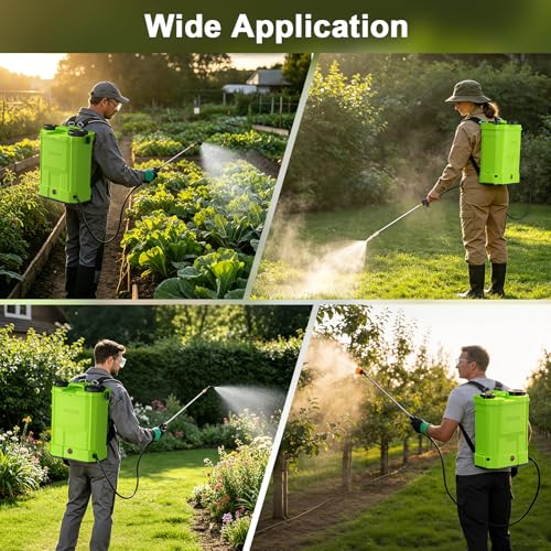 Battery Powered Backpack Sprayer 5.3 Gallon Electric Garden Sprayer - color: Light Green