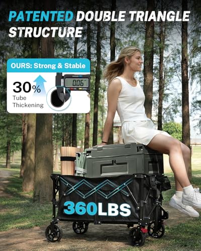 Gonex 38" L Collapsible Wagon Cart Foldable, 220L Folding Utility Cart - color: Black