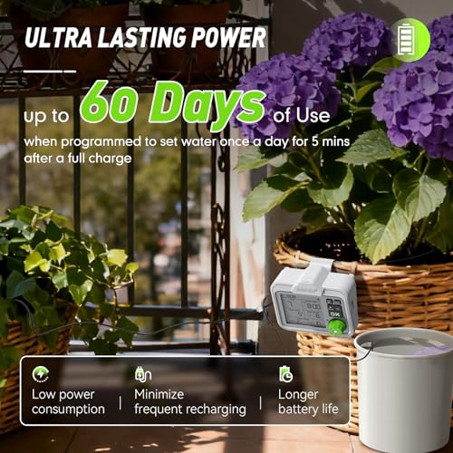 RAINPOINT Large Display Automatic Plant Waterer Indoor for Pot Plant,Cycle & Soak Mode Vacation Self Watering Drip Irrigation System Device Kit Herb Garden Greenhouse Grow Tent Water 10-15 Plants - color: White