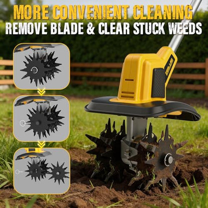 ZEGJAW 20V Cordless Electric Tiller Cultivator, 9-Inch Tilling Width, 6.6-Inch Depth Rototiller for Soil Cultivation, Lawn, Gardening, Lightweight Tiller Includes 2x3.0Ah Battery and Charger