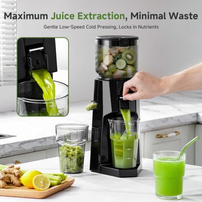AAOBOSI Juicer Machines, Cold Press Juicer with 5.8" Wide Feed Chute Black - color: Black