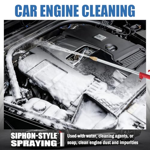 Air Engine Cleaning Gun with 3.93Ft Hose,Elbow Pneumatic Siphon Spray Gun for Car Engine Dust Detail Cleaning,High Pressure Professional Long Air Blow Guns Airs Spray Guns (Red) - color: Red