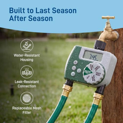 Orbit Programmable Digital Hose Watering Timer - 2 Outlet - Battery Powered - with LCD Screen - Built-in Rain Delay - Water-Resistant - 58910 - size: 2 Outlet