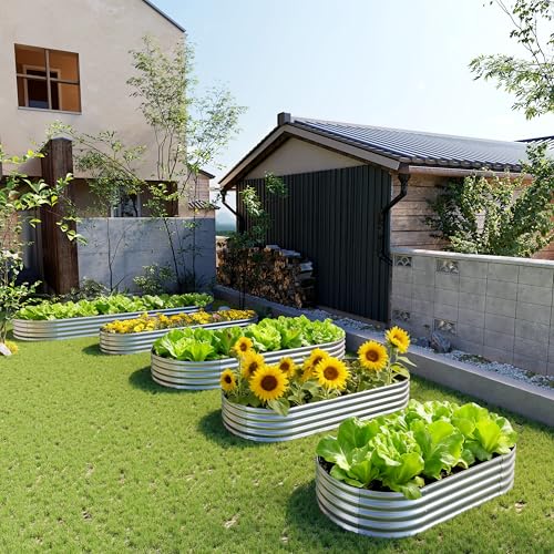 2PCS 4x2x1FT Galvanized Metal Raised Garden Bed,Outdoor Planter Box for Vegetables - size: 4x2x1(2PCS)