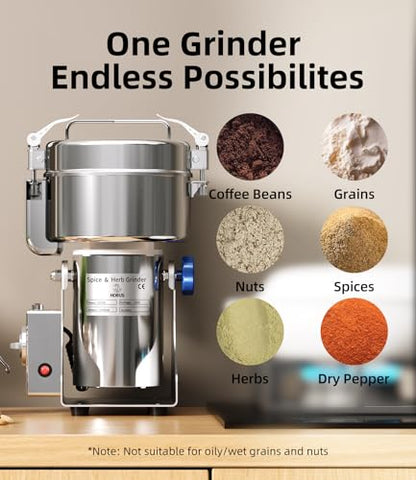 Electric Grain Mill 1000g Home Flour Mill for Wheat Rice Corn Herbs Spices - size: 1000g
