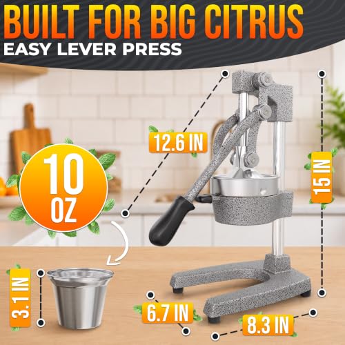 Cast Iron Juicer Hand Press in Silver with 304 Stainless Steel Bowl - color: Grey