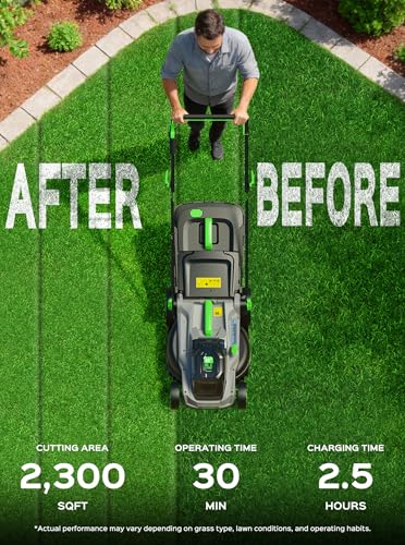 TIECTOWN 40V 16" Cordless Electric Lawn Mower with 4.0Ah Battery - Green