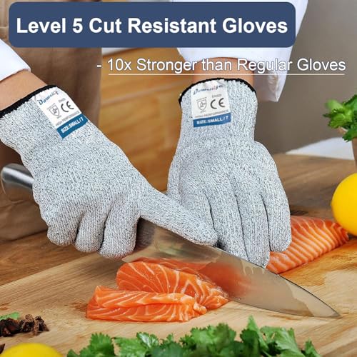 Dowellife Cut Resistant Gloves Food Grade Level 5 Protection, Safety Kitchen Cuts Gloves for Oyster Shucking, Fish Fillet Processing, Mandolin Slicing, Meat Cutting and Wood Carving. (X-Large) - size: X-Large (Pack of 1), style: Original