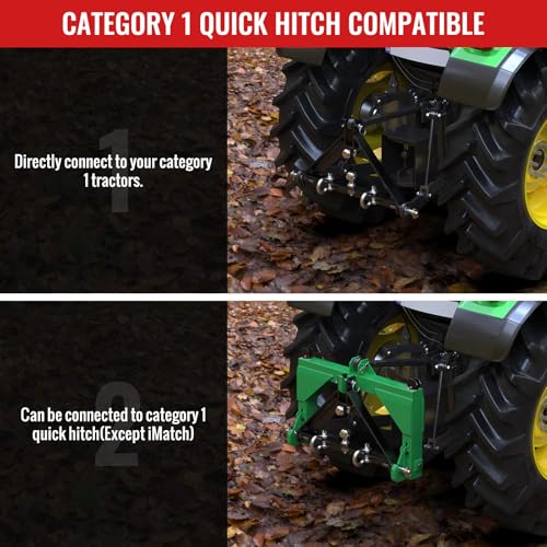 3 Point Trailer Hitch Receiver Quick Hitch Compatible for Cat.1 Tractors - color: Black