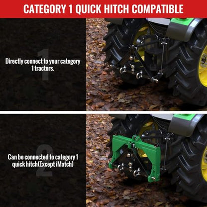 3 Point Trailer Hitch Receiver Quick Hitch Compatible for Cat.1 Tractors - color: Black