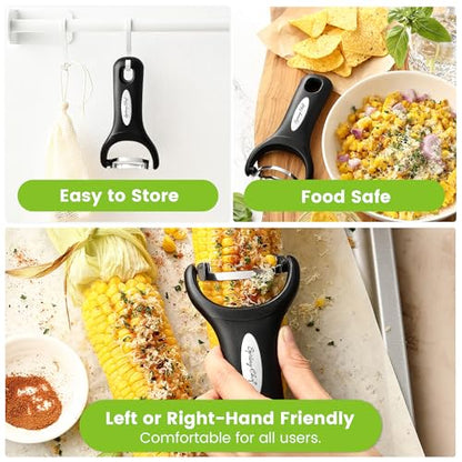 Spring Chef Stainless Steel Corn Peeler, Corn on the Cob Stripper Tool, 2Pk