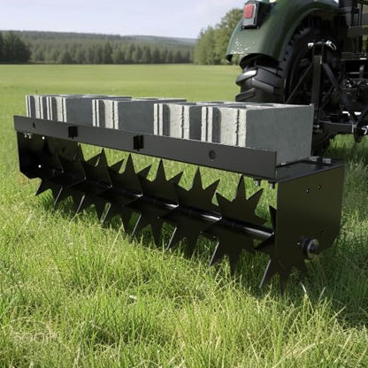 MOUMON 32” Tow Behind Spike Aerator, Pull Behind Lawn Aerator with Tines