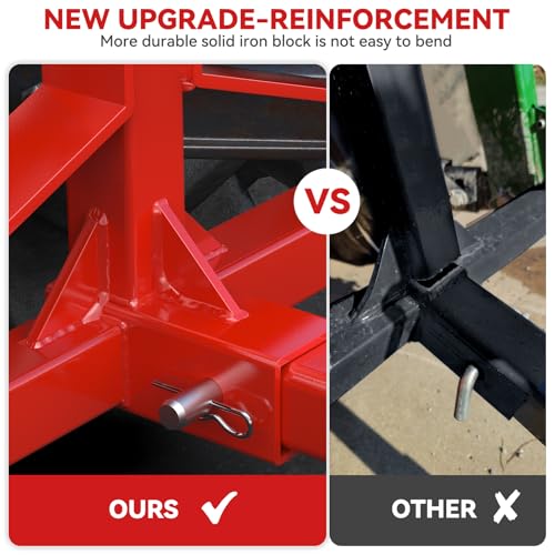 3 Point Trailer Hitch with 2” Receiver, Tri-Ball Hitch for Cat.1 Tractors - color: Red